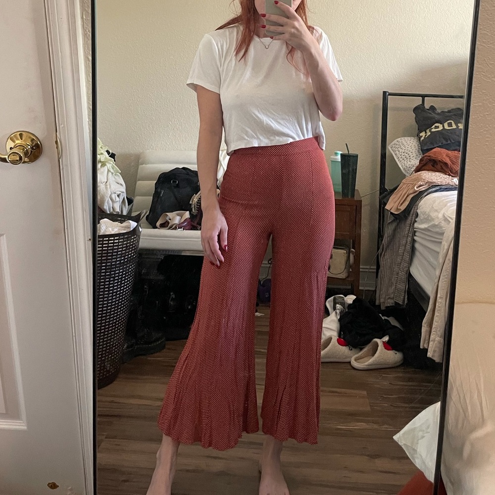 Free people crop flare polka dot pants
